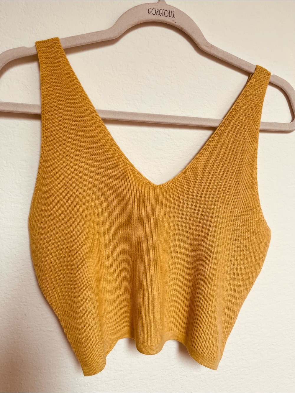 Amour Vert Mustard V-Neck Knit Tank 100% Organic Cotton